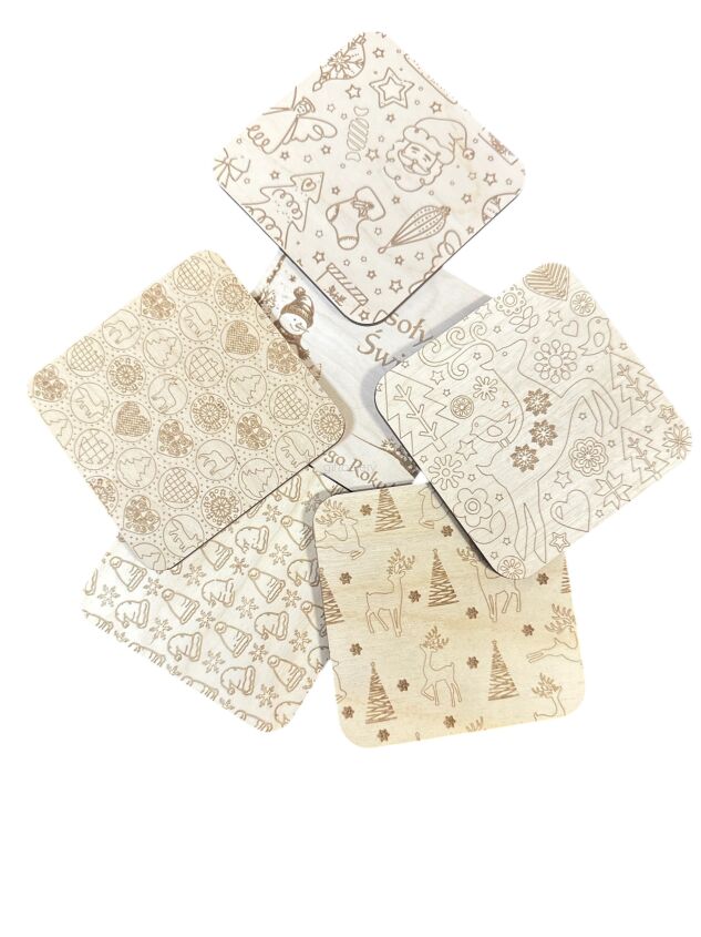 Podkładki pod kubek 6 szt. świąteczne kwadratowe