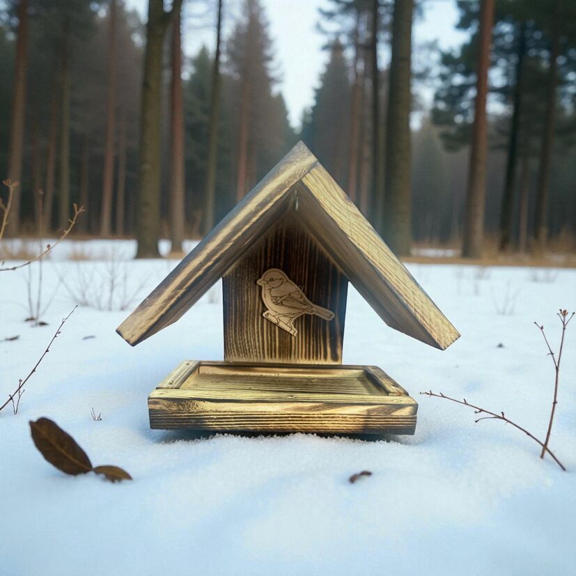 Drewniany Karmnik naścienny