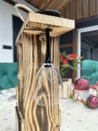 Drewniane Nosidło na Wino z Kieliszkami - 4