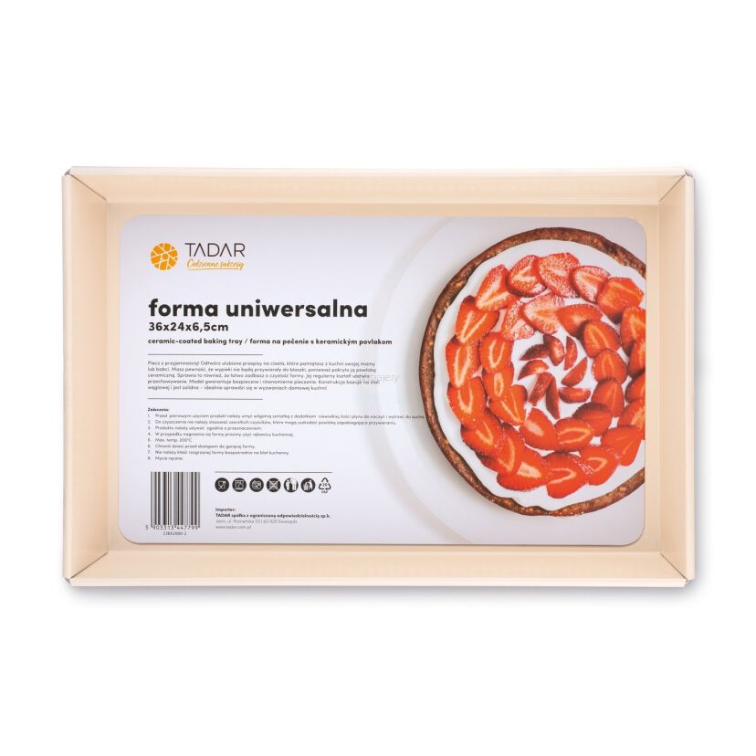 Prostokątna forma do pieczenia Tadar 36x24x6 cm – blacha z powłoką ceramiczną