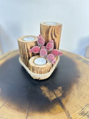 Świecznik potrójny loftowy opalany