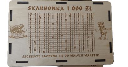 Skarbonka WYKREŚLANKA ze sklejki  1000zł